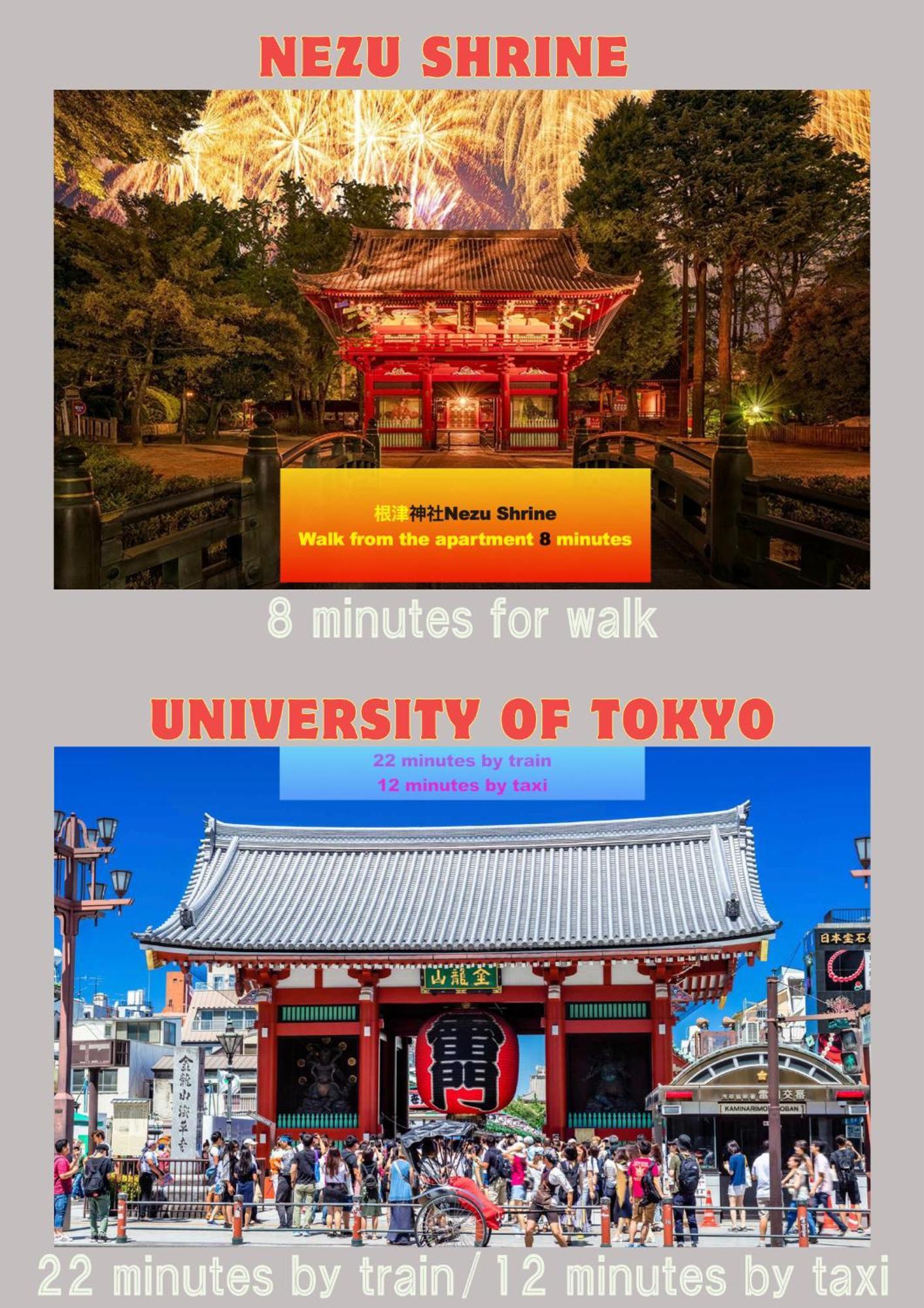 Lovetokyo Easy Access Nezu Sunset House 根津駅徒歩1分 2-4人 エレベーター 上野 谷中銀座 根津神社 東京大学 新宿 渋谷 銀座 築地 原宿近い
